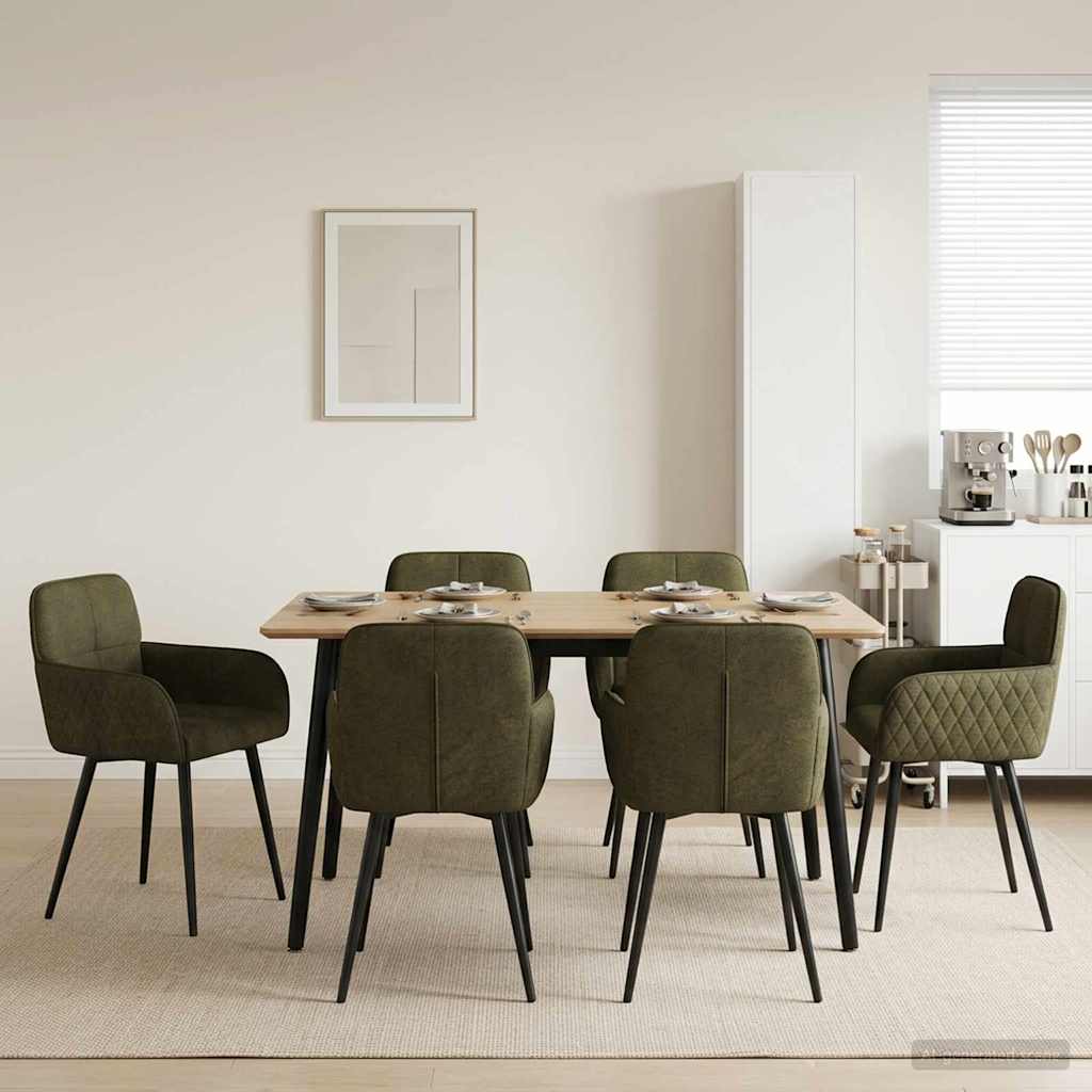 Valgomojo kėdės 6 pcs Dirbtinė suedė oda Armijos Žalia