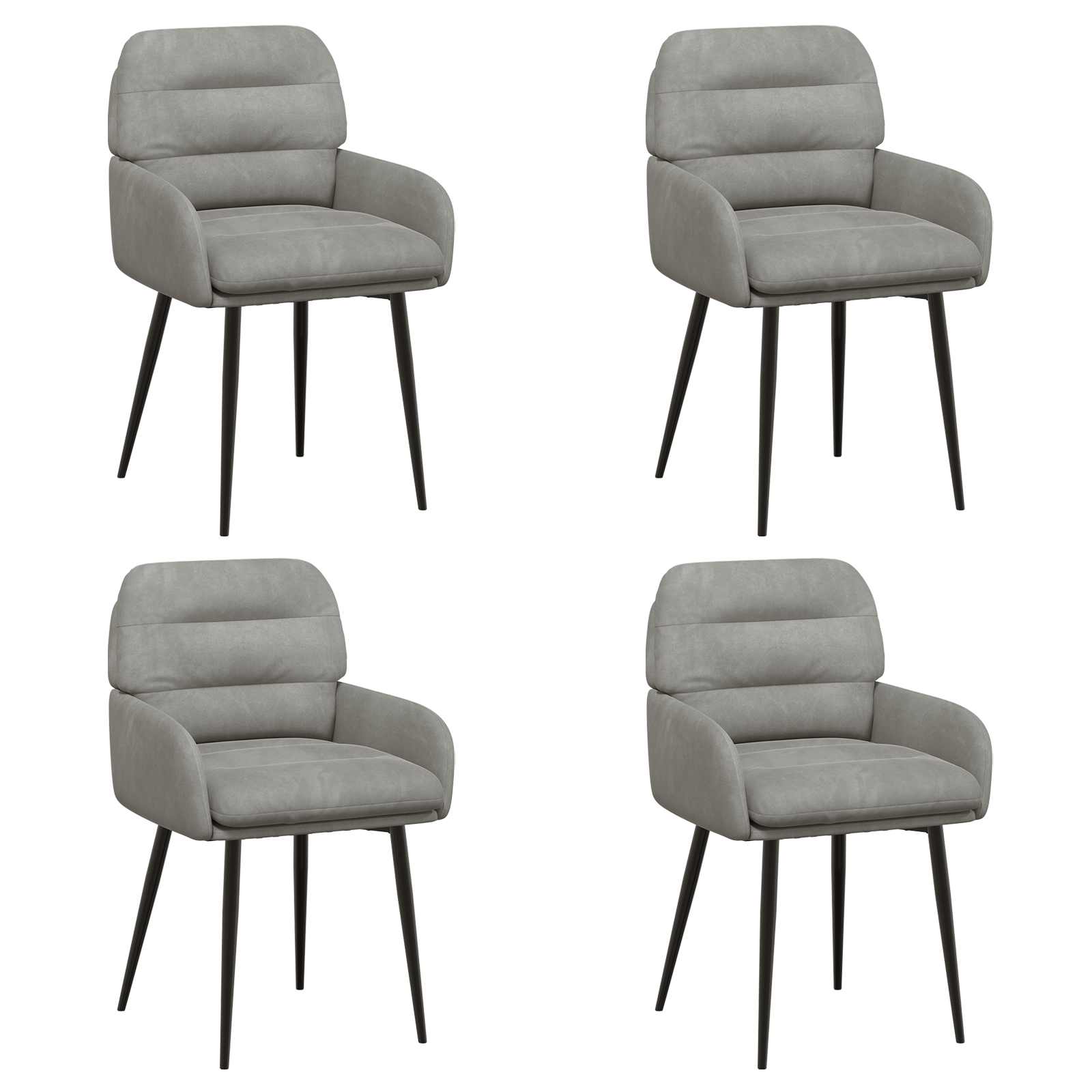 Valgomojo kėdės 4 pcs Aksomas Šviesiai pilka 59 x 59,5 x 90 cm