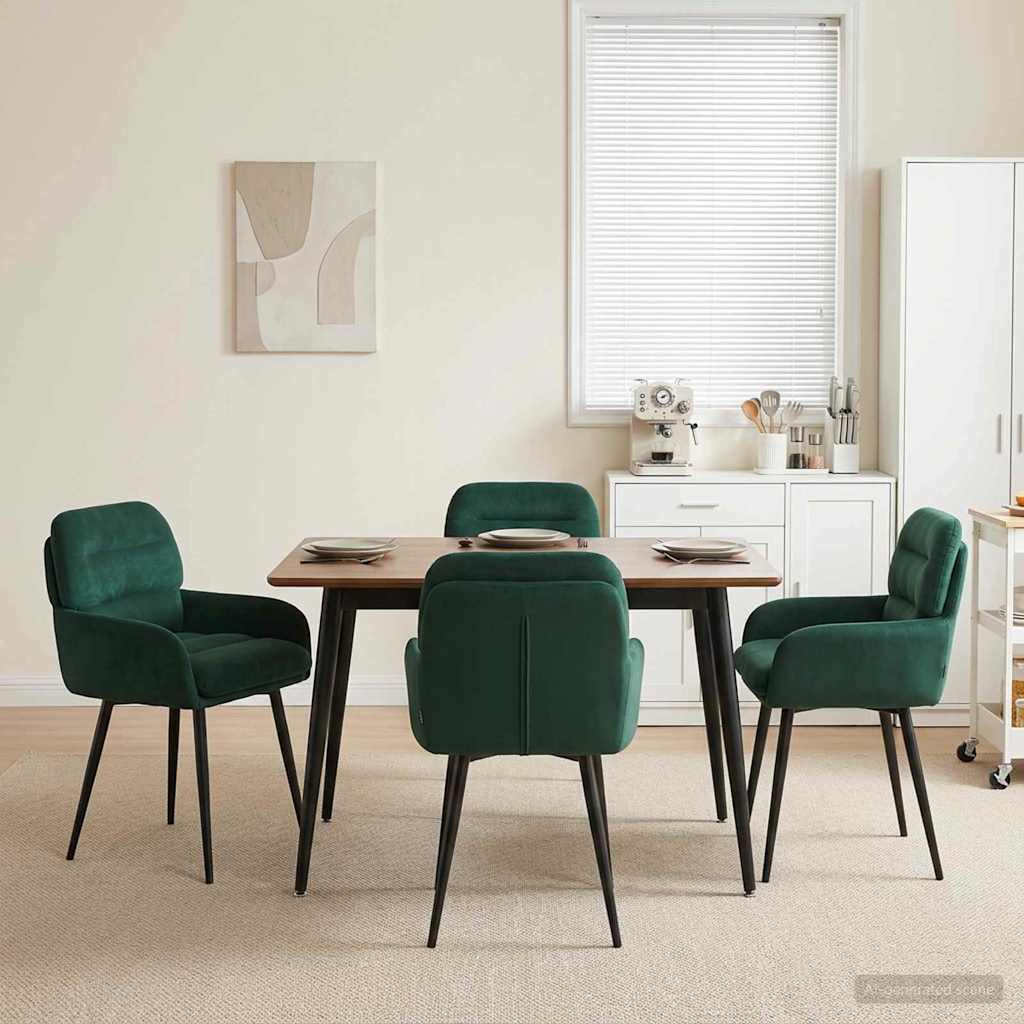 Valgomojo kėdės 4 pcs Aksomas Tamsiai žalia 59 x 59,5 x 90 cm