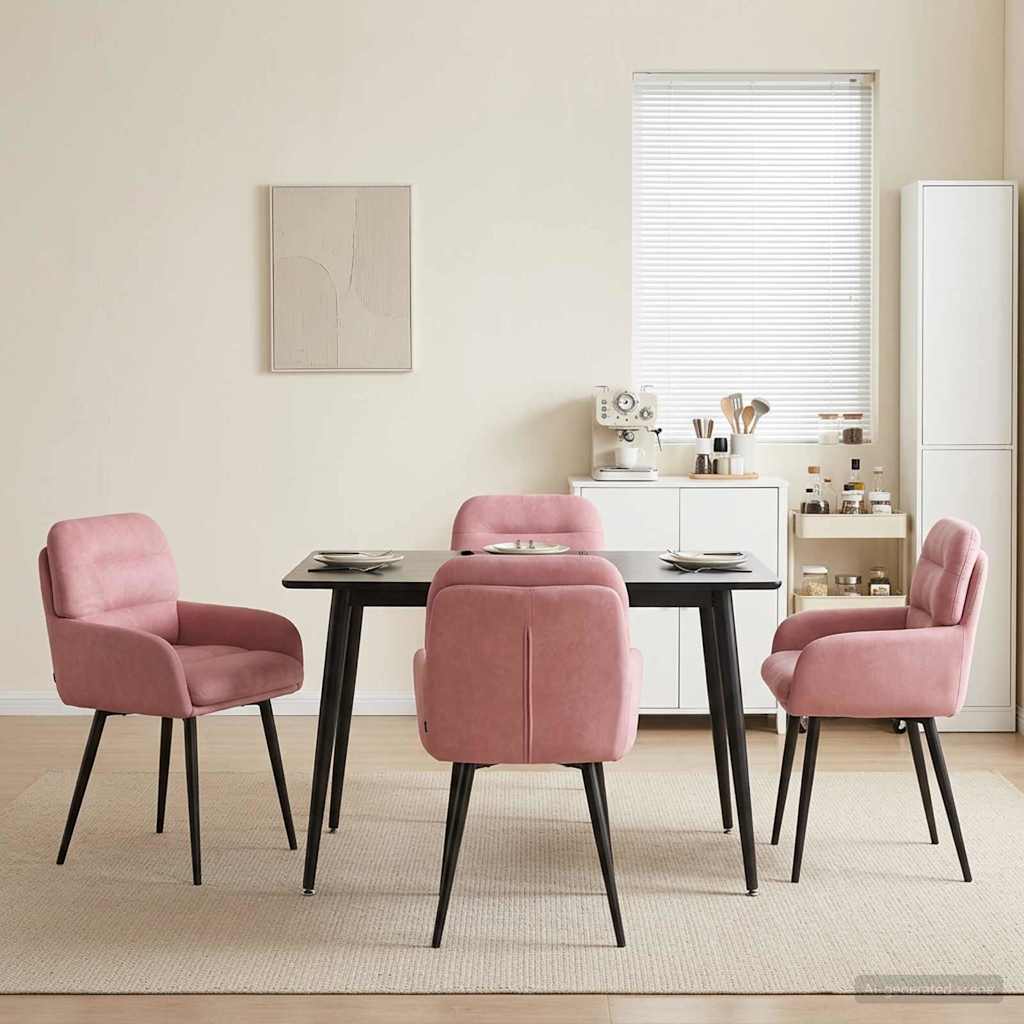 Valgomojo kėdės 4 pcs Aksomas Rožinė 59 x 59,5 x 90 cm