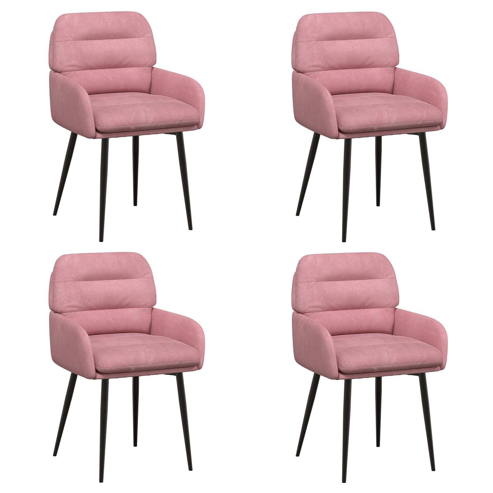 Valgomojo kėdės 4 pcs Aksomas Rožinė 59 x 59,5 x 90 cm