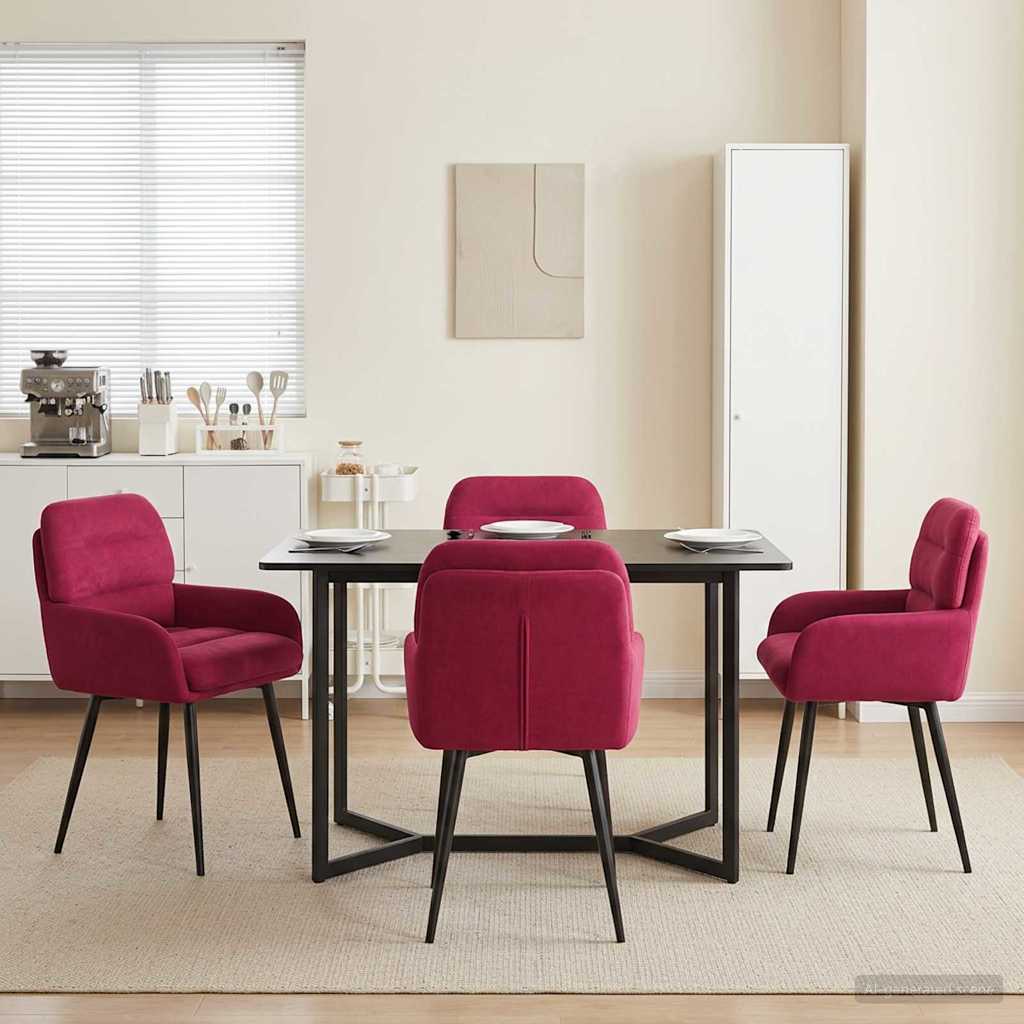 Valgomojo kėdės 4 pcs Aksomas Vyno raudona 59 x 59,5 x 90 cm
