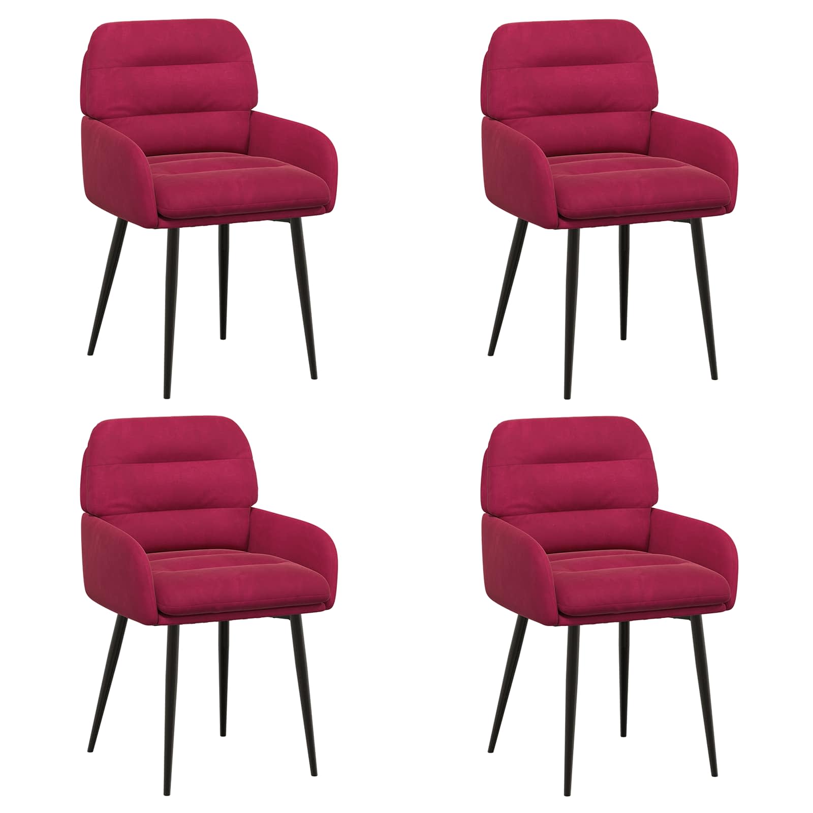 Valgomojo kėdės 4 pcs Aksomas Vyno raudona 59 x 59,5 x 90 cm