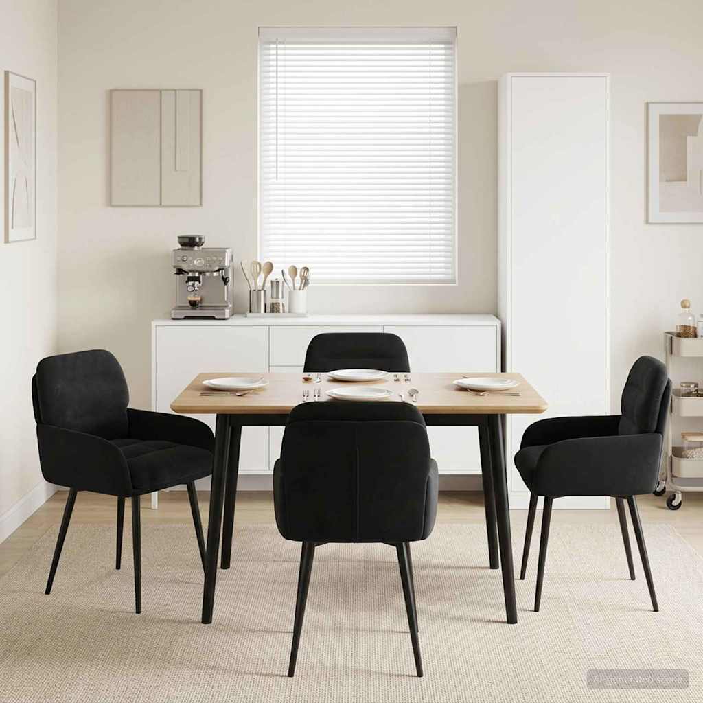 Valgomojo kėdės 4 pcs Aksomas Juoda 59 x 59,5 x 90 cm