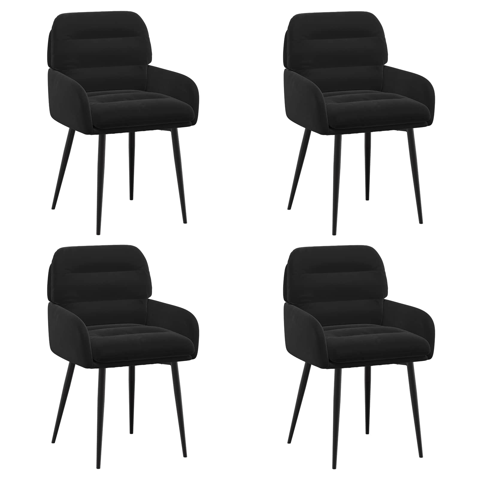 Valgomojo kėdės 4 pcs Aksomas Juoda 59 x 59,5 x 90 cm