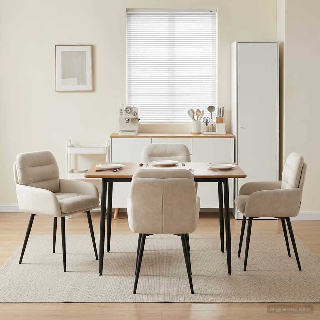 Valgomojo kėdės 4 pcs Aksomas Kreminė 59 x 59,5 x 90 cm