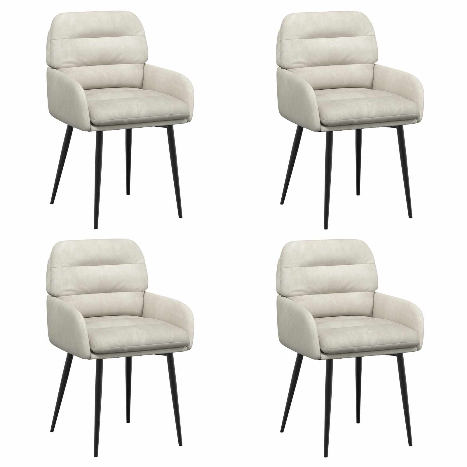 Valgomojo kėdės 4 pcs Aksomas Kreminė 59 x 59,5 x 90 cm