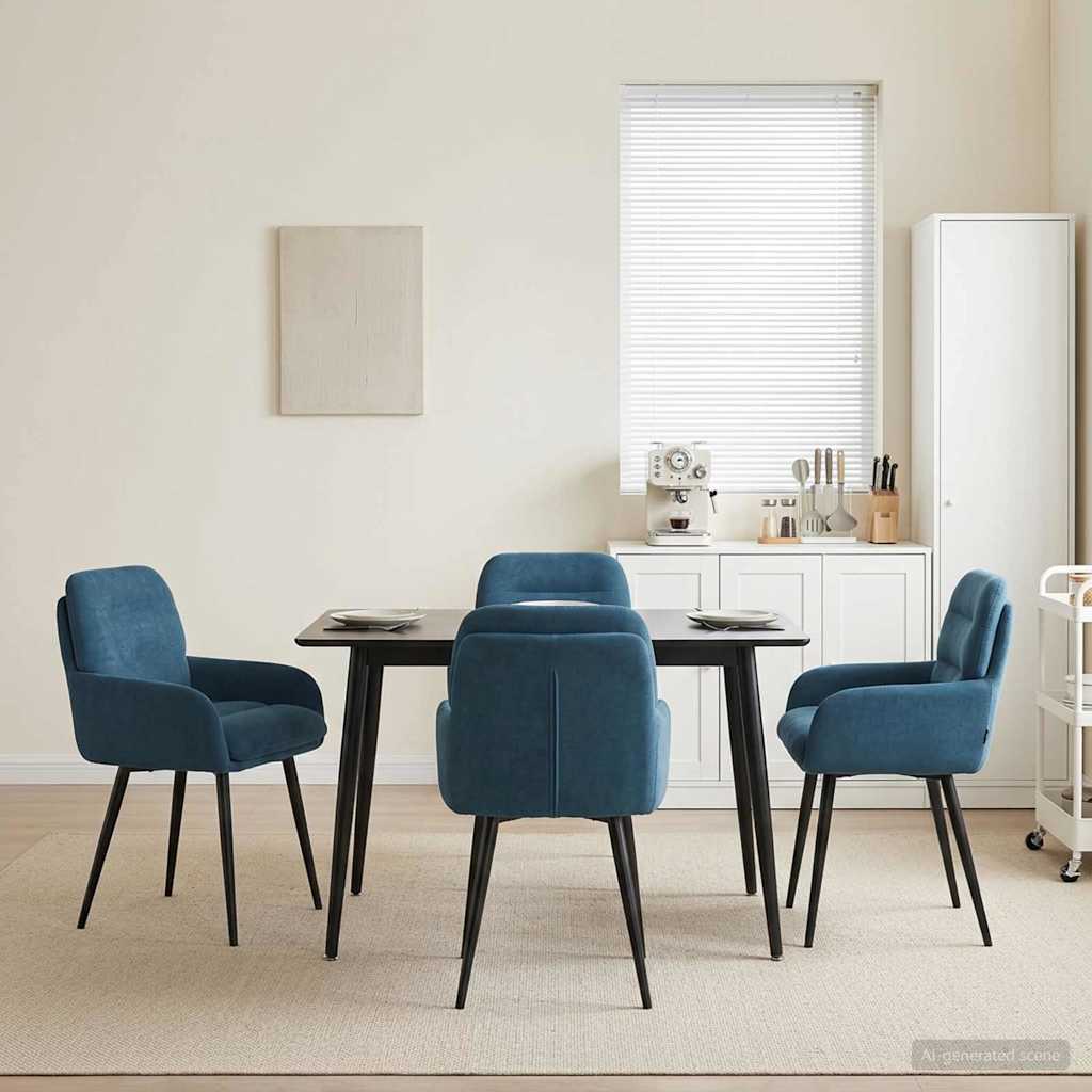 Valgomojo kėdės 4 pcs Aksomas Mėlyna 59 x 59,5 x 90 cm