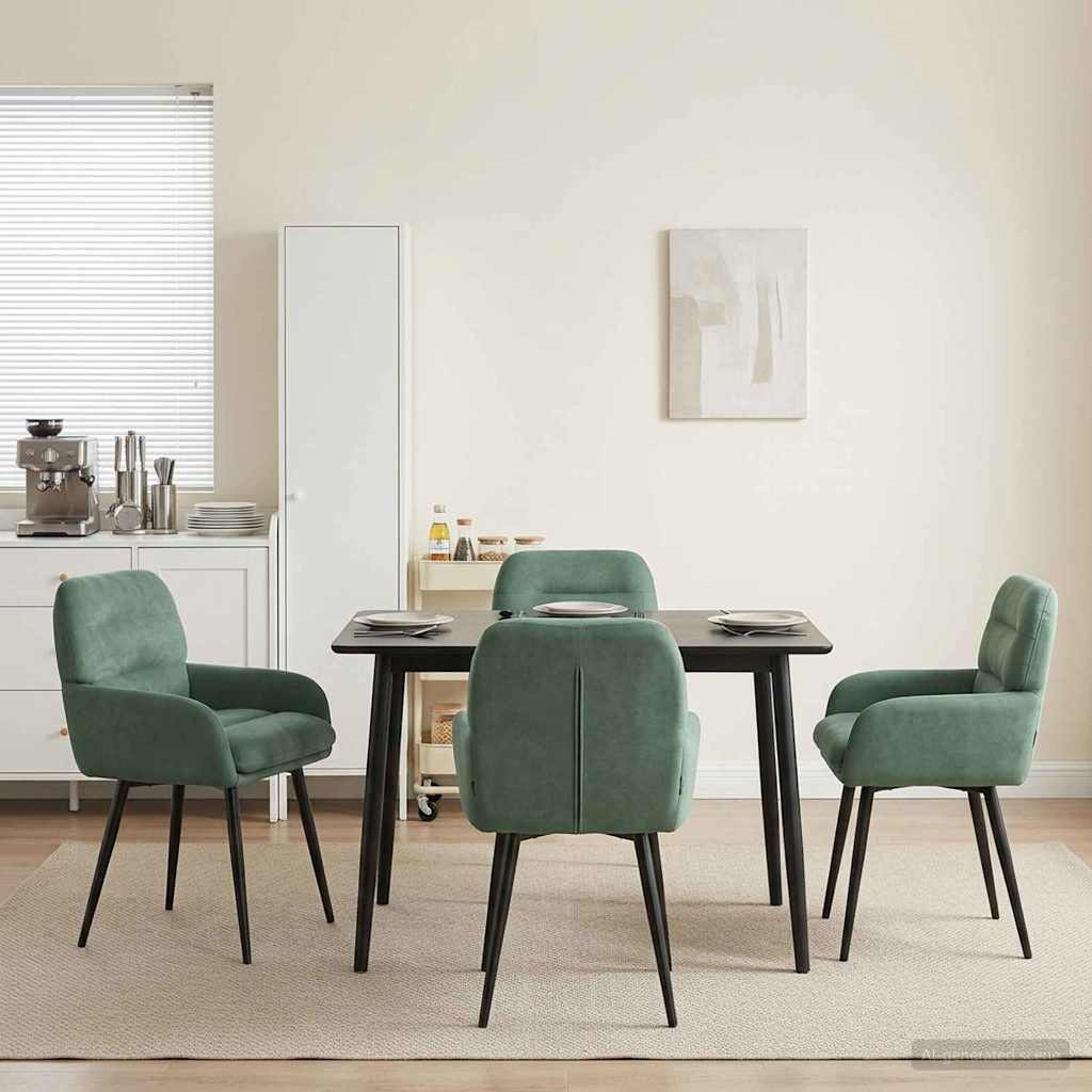 Valgomojo kėdės 4 pcs Aksomas Jūrinė žalia 59 x 59,5 x 90 cm