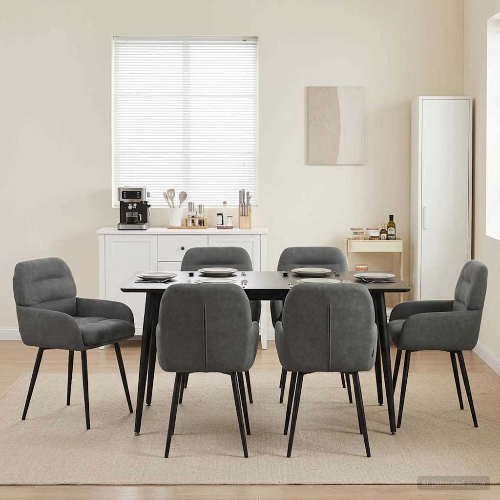 Valgomojo kėdės 6 pcs Aksomas Tamsiai pilka 59 x 59,5 x 90 cm