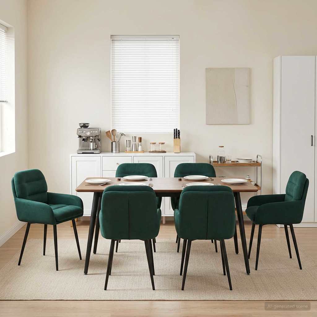 Valgomojo kėdės 6 pcs Aksomas Tamsiai žalia 59 x 59,5 x 90 cm