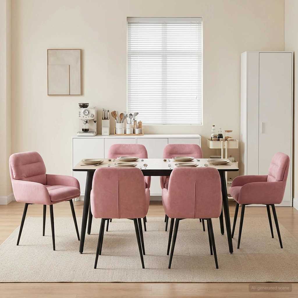 Valgomojo kėdės 6 pcs Aksomas Rožinė 59 x 59,5 x 90 cm
