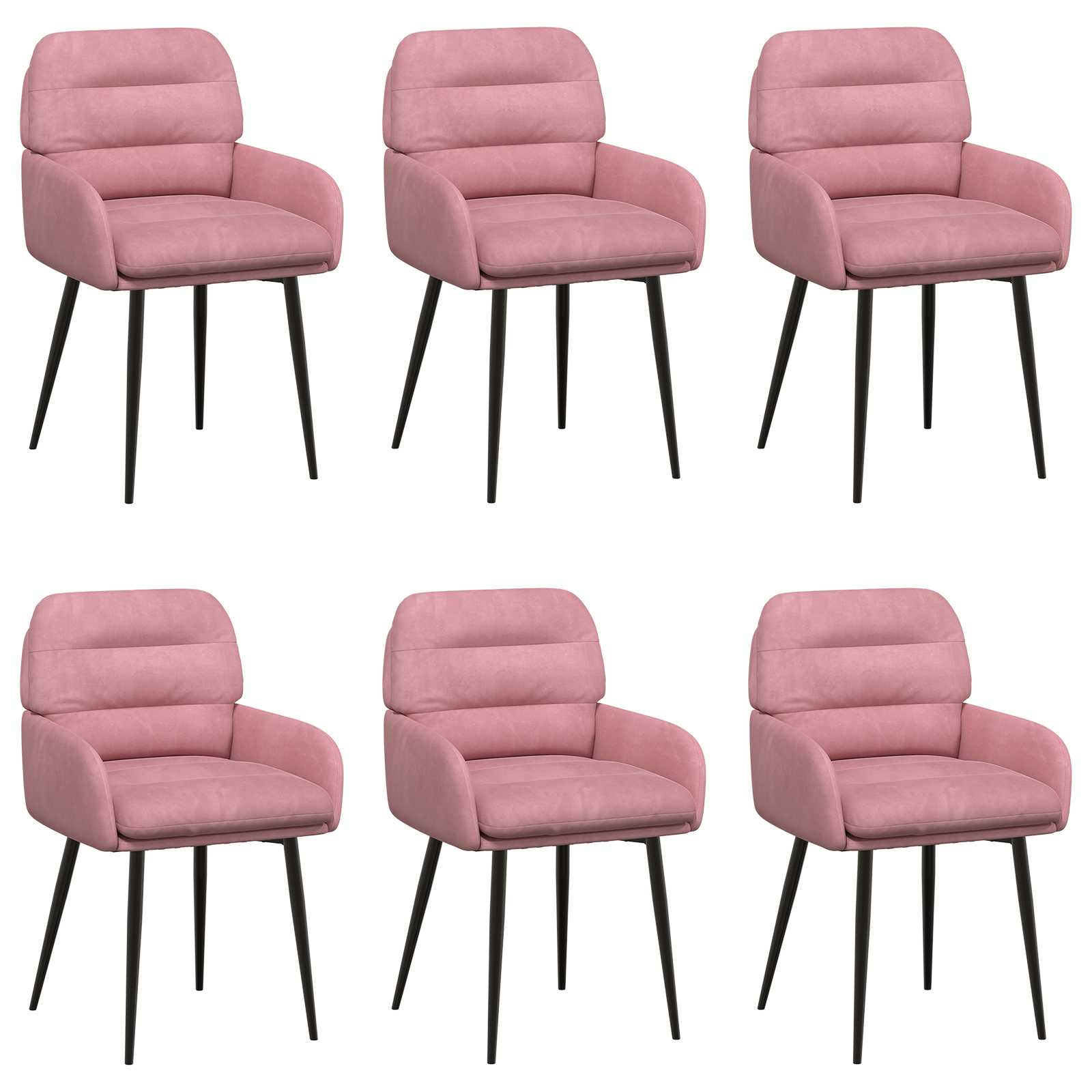Valgomojo kėdės 6 pcs Aksomas Rožinė 59 x 59,5 x 90 cm