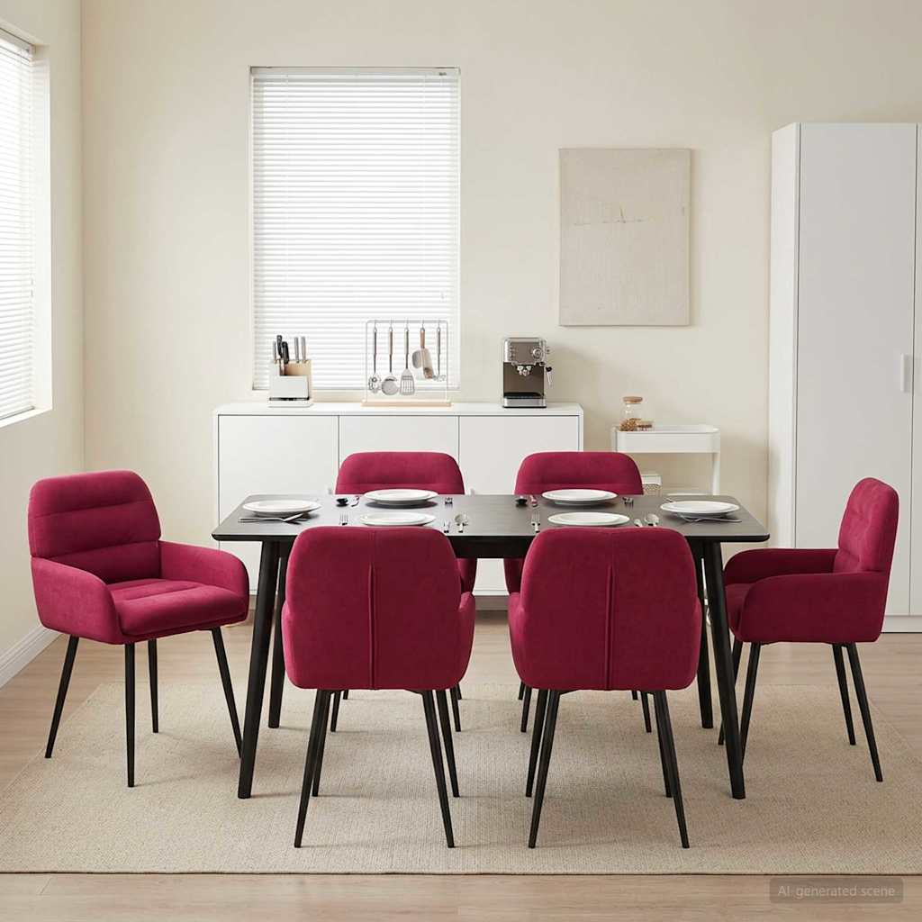 Valgomojo kėdės 6 pcs Aksomas Vyno raudona 59 x 59,5 x 90 cm