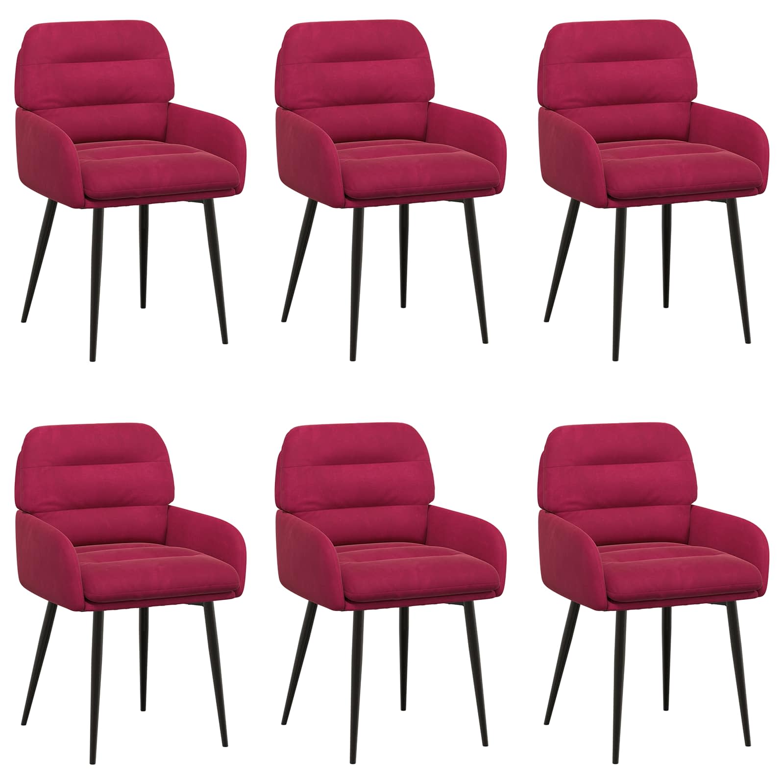 Valgomojo kėdės 6 pcs Aksomas Vyno raudona 59 x 59,5 x 90 cm
