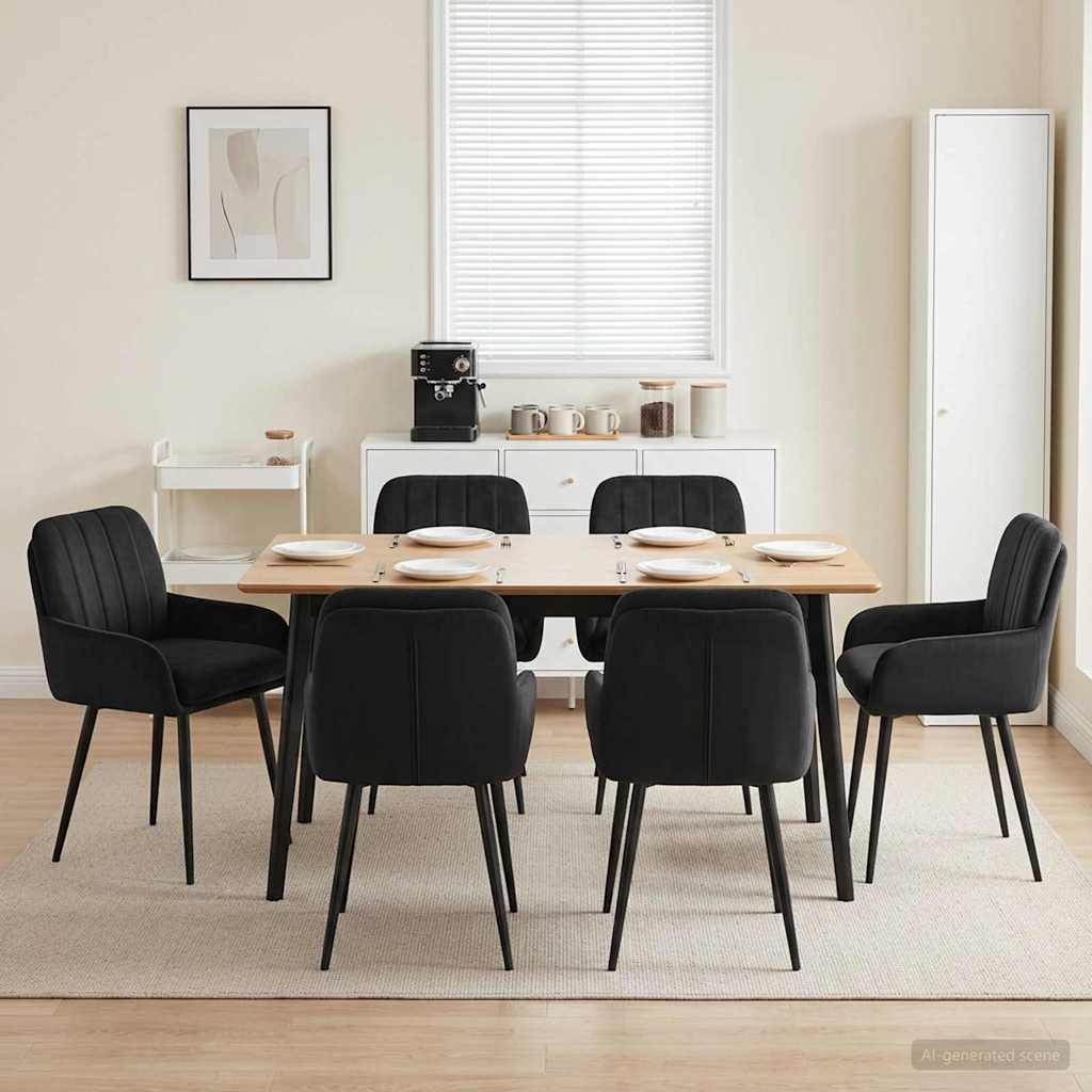 Valgomojo kėdės 6 pcs Aksomas Juoda 59 x 59,5 x 90 cm