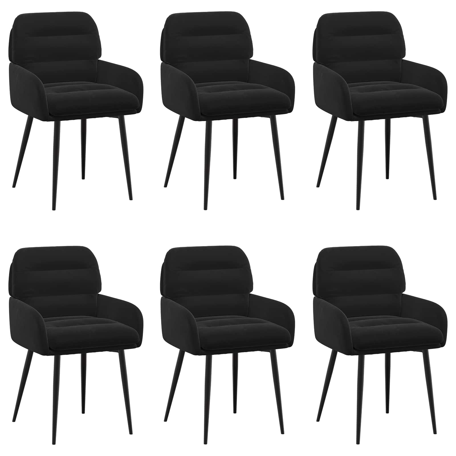 Valgomojo kėdės 6 pcs Aksomas Juoda 59 x 59,5 x 90 cm