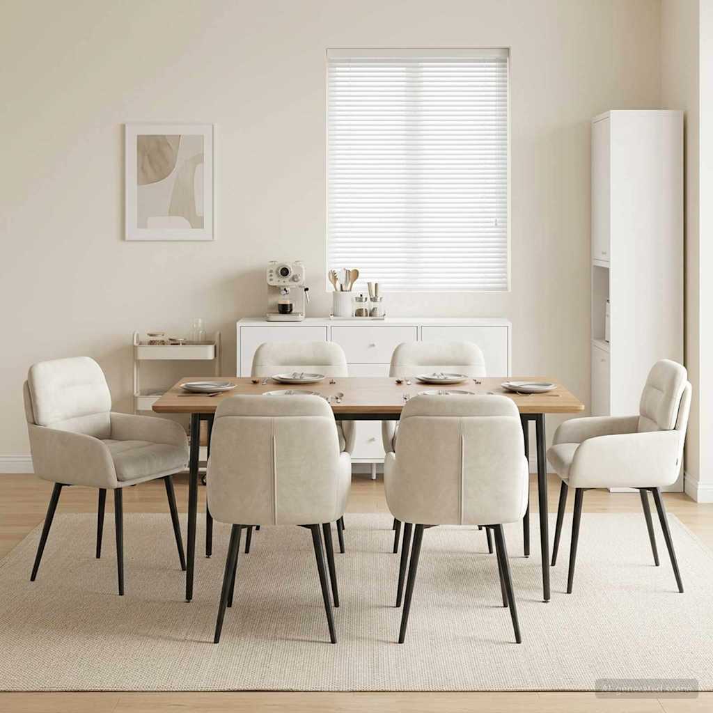 Valgomojo kėdės 6 pcs Aksomas Kreminė 59 x 59,5 x 90 cm