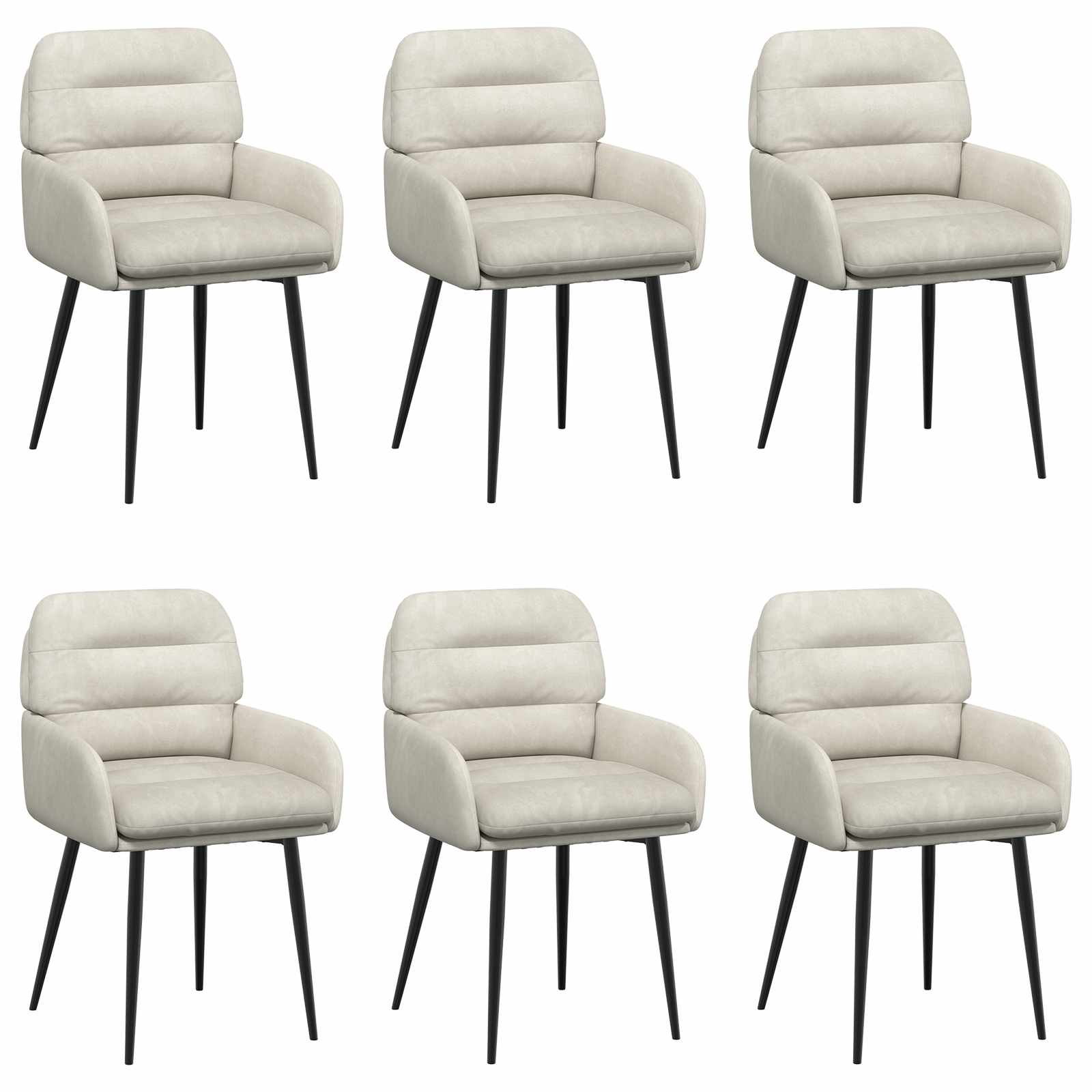 Valgomojo kėdės 6 pcs Aksomas Kreminė 59 x 59,5 x 90 cm