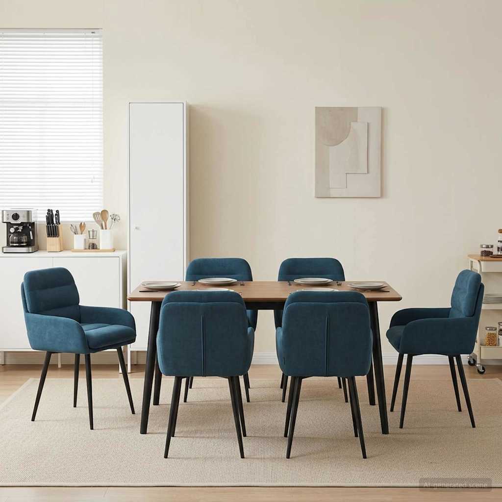 Valgomojo kėdės 6 pcs Aksomas Mėlyna 59 x 59,5 x 90 cm