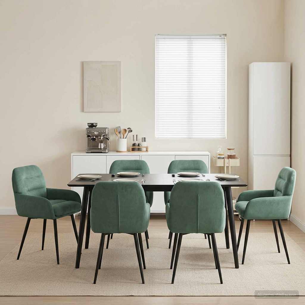 Valgomojo kėdės 6 pcs Aksomas Jūrinė žalia 59 x 59,5 x 90 cm