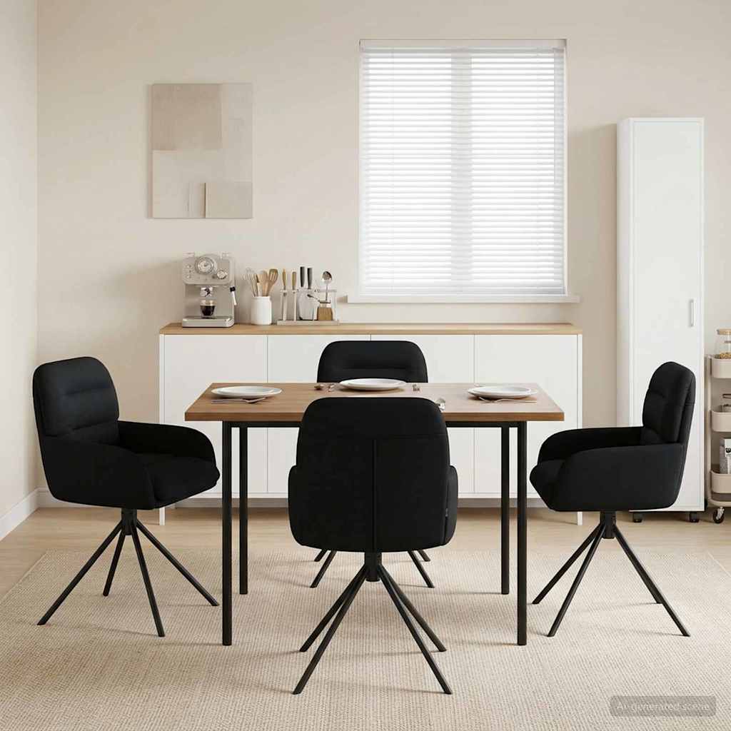Sukamos valgomojo kėdės 4 pcs Dirbtinė oda Juoda