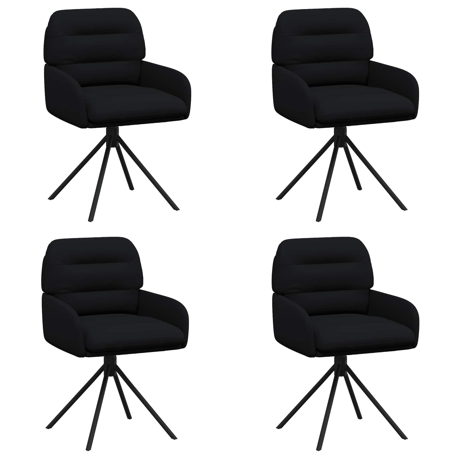 Sukamos valgomojo kėdės 4 pcs Dirbtinė oda Juoda