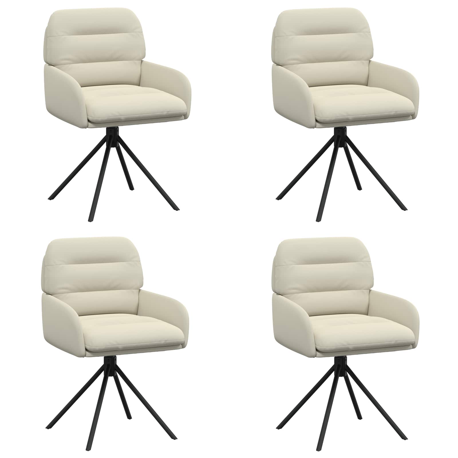 Sukamos valgomojo kėdės 4 pcs Dirbtinė oda Kreminė