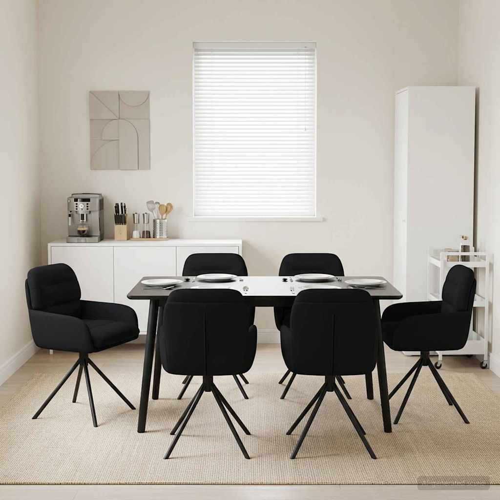 Sukamos valgomojo kėdės 6 pcs Dirbtinė oda Juoda