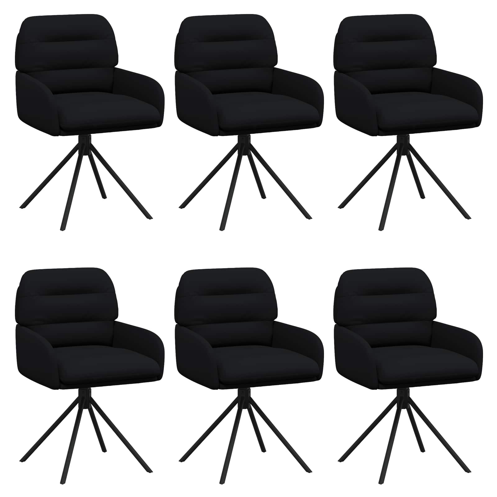 Sukamos valgomojo kėdės 6 pcs Dirbtinė oda Juoda