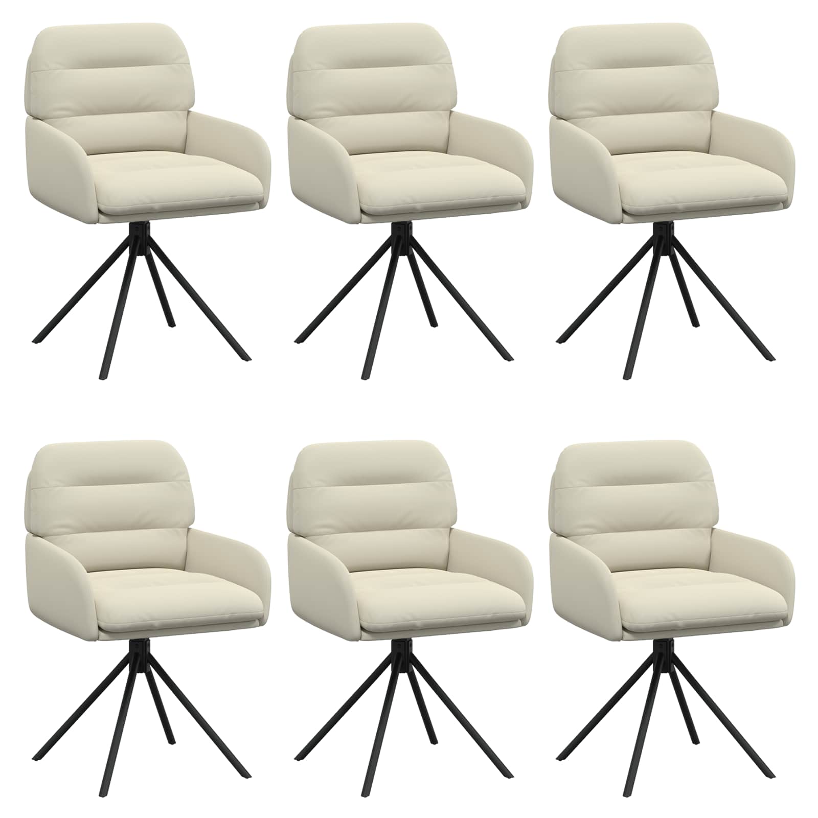 Sukamos valgomojo kėdės 6 pcs Dirbtinė oda Kreminė