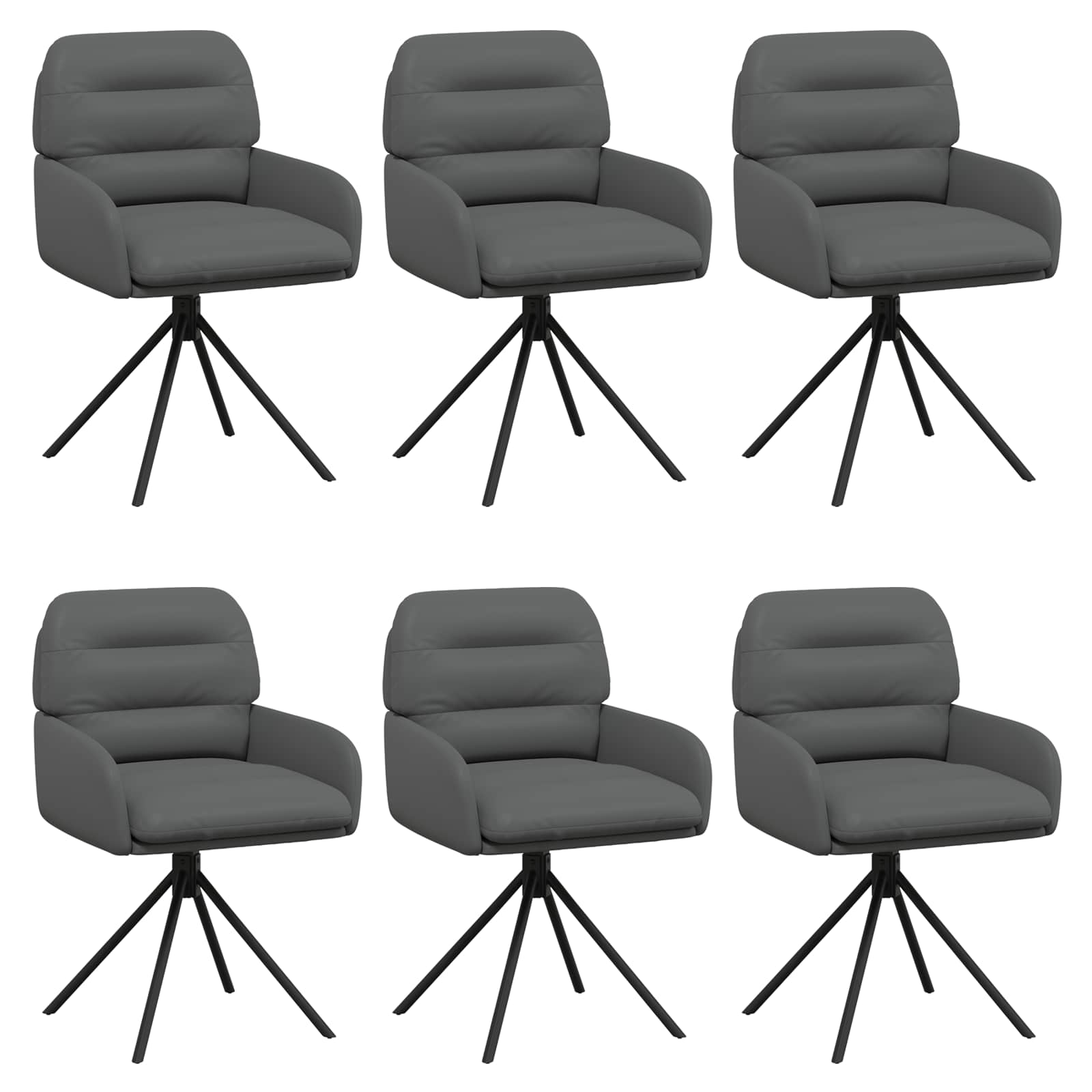 Sukamos valgomojo kėdės 6 pcs Dirbtinė oda Pilka
