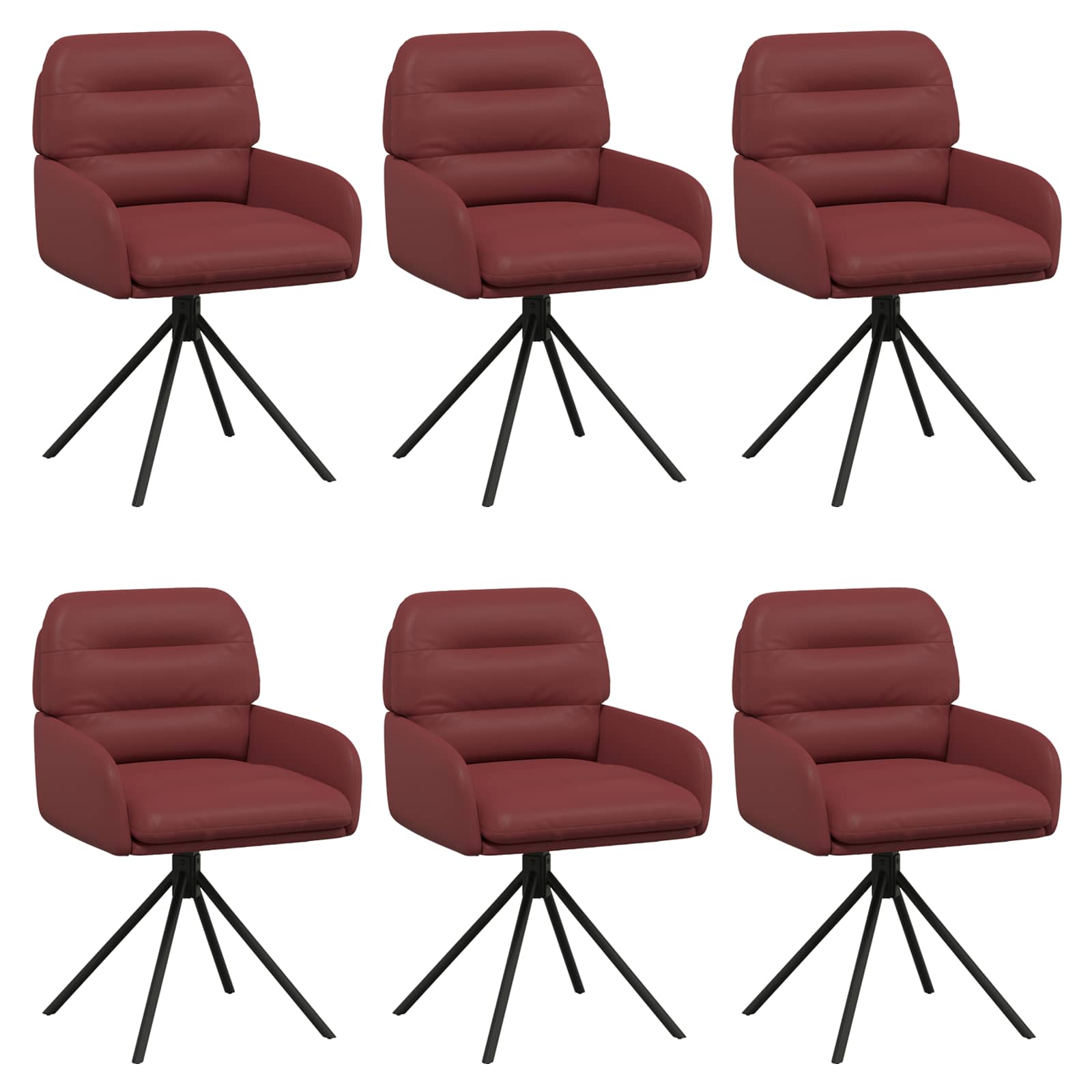 Sukamos valgomojo kėdės 6 pcs Dirbtinė oda Vyno raudona