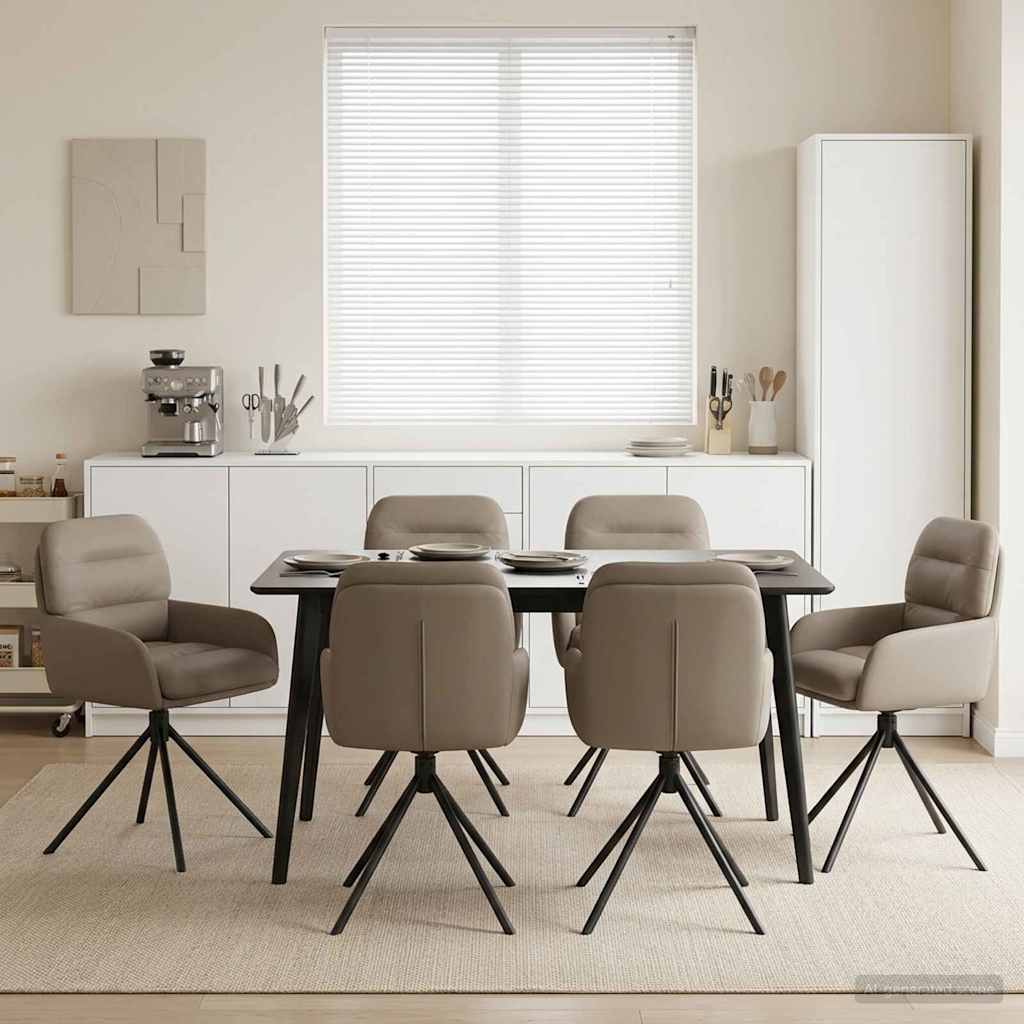Sukamos valgomojo kėdės 6 pcs Dirbtinė oda Kapučino