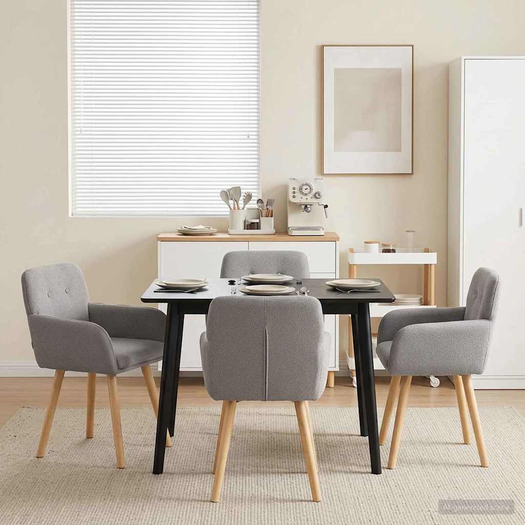 Valgomojo kėdės 4 pcs Bouclé Šviesiai pilka 59 x 57 x 85 cm