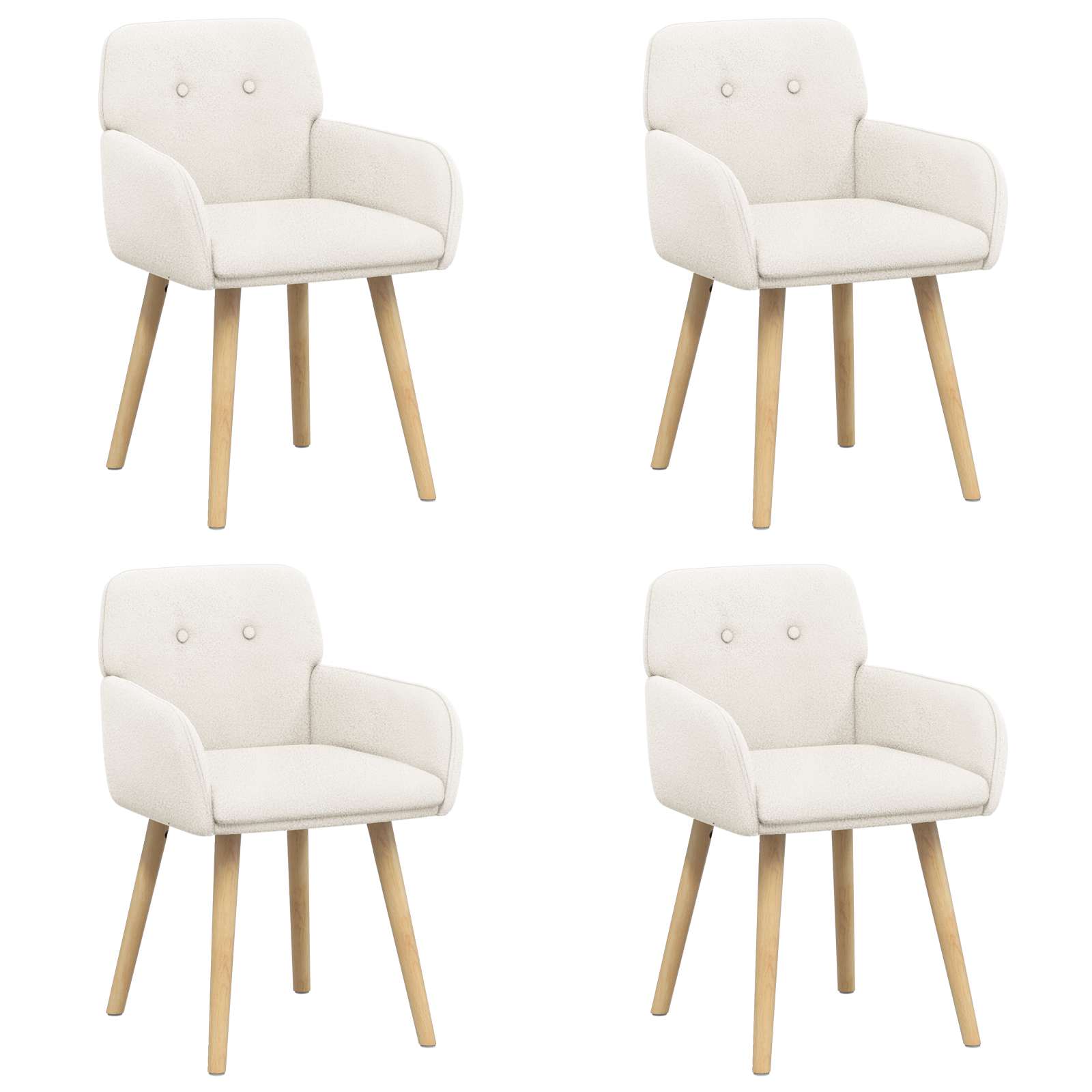 Valgomojo kėdės 4 pcs Bouclé Kreminė 59 x 57 x 85 cm