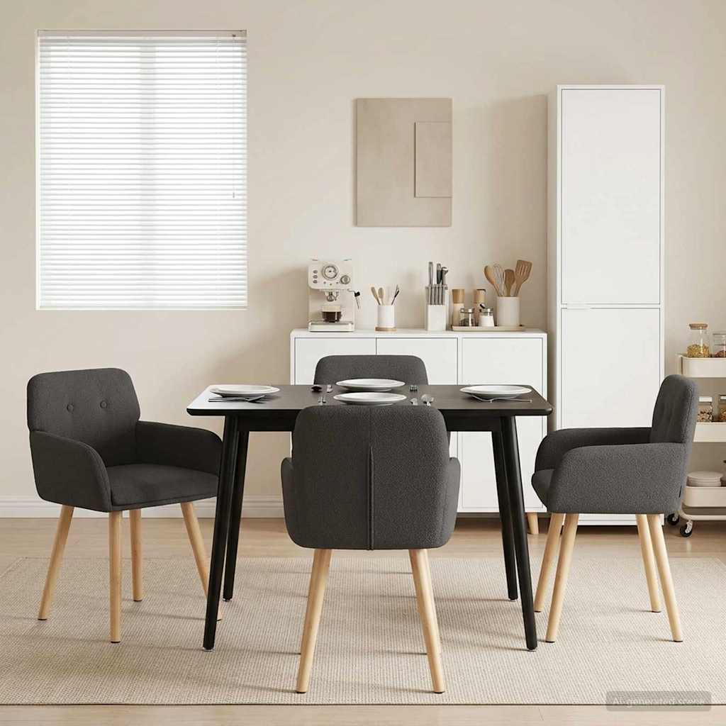 Valgomojo kėdės 4 pcs Bouclé Tamsiai pilka 59 x 57 x 85 cm