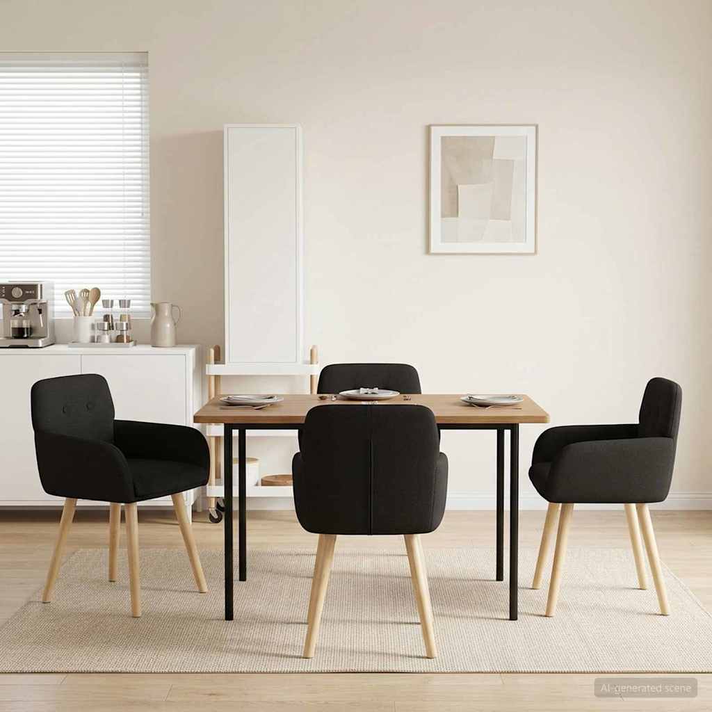 Valgomojo kėdės 4 pcs Bouclé Juoda 59 x 57 x 85 cm
