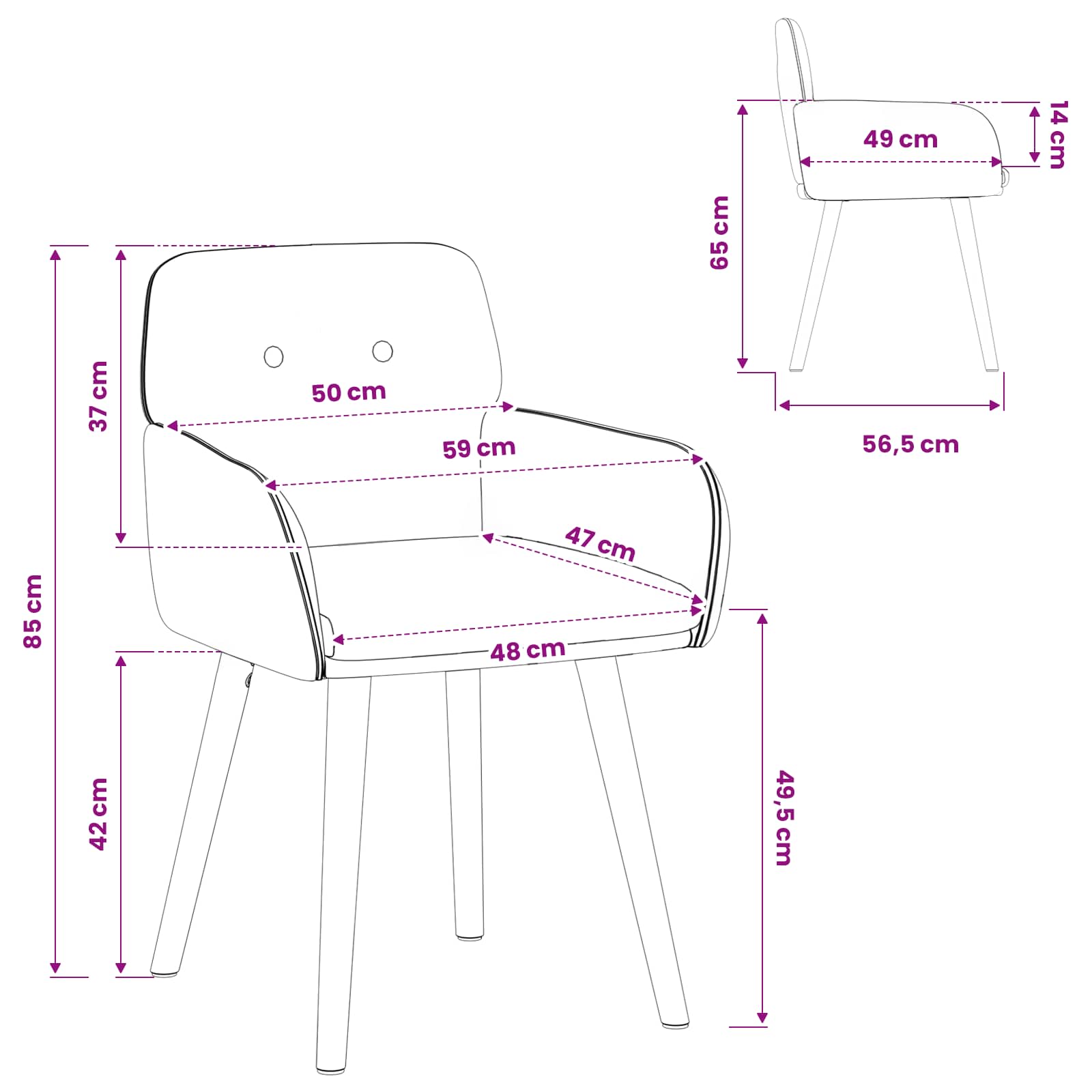 Valgomojo kėdės 4 pcs Bouclé Juoda 59 x 57 x 85 cm
