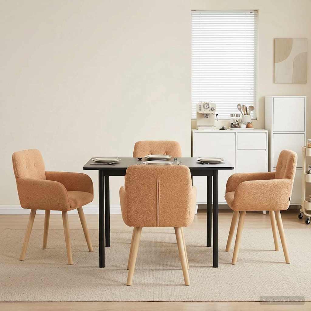 Valgomojo kėdės 4 pcs Bouclé Smėlio 59 x 57 x 85 cm