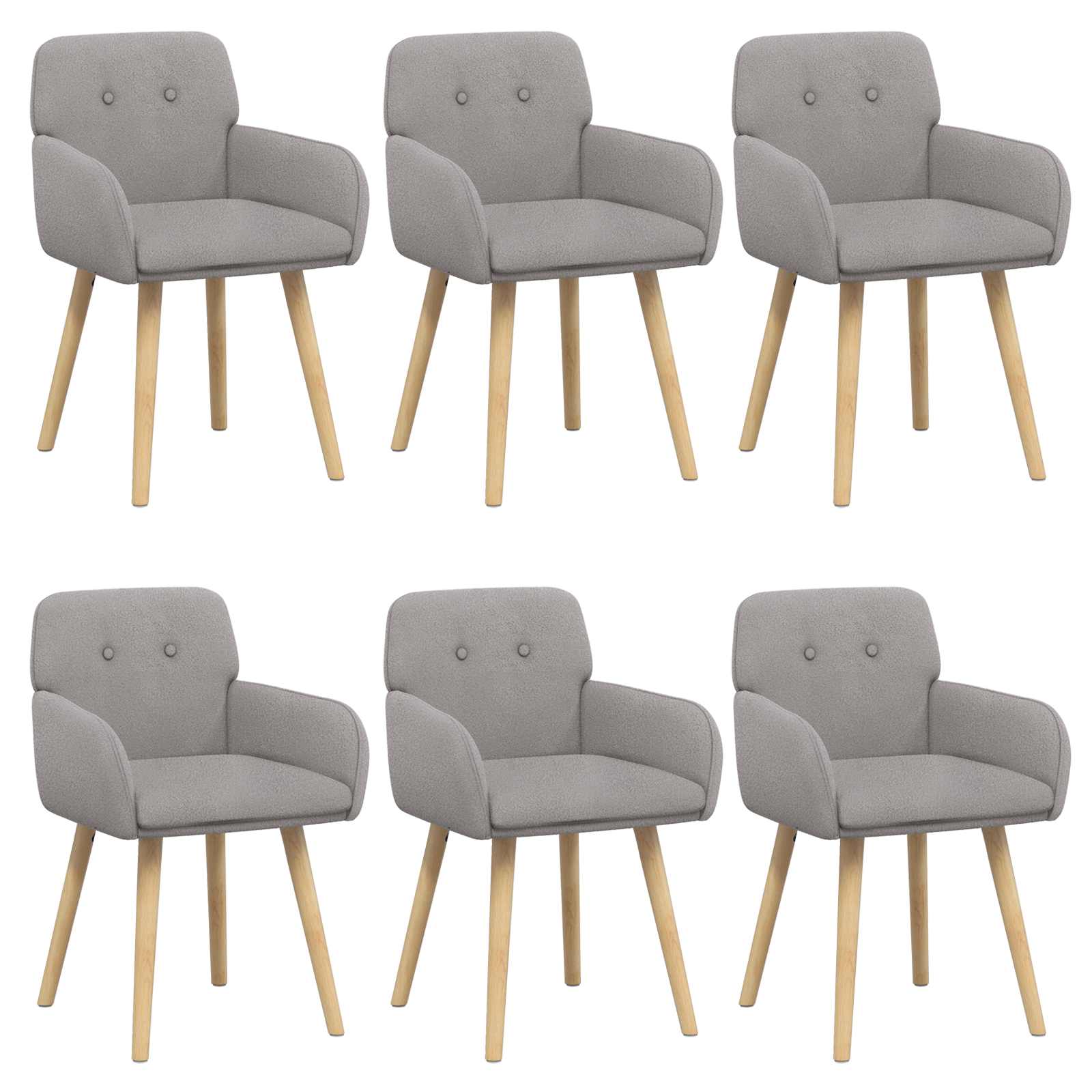 Valgomojo kėdės 6 pcs Bouclé Šviesiai pilka 59 x 57 x 85 cm