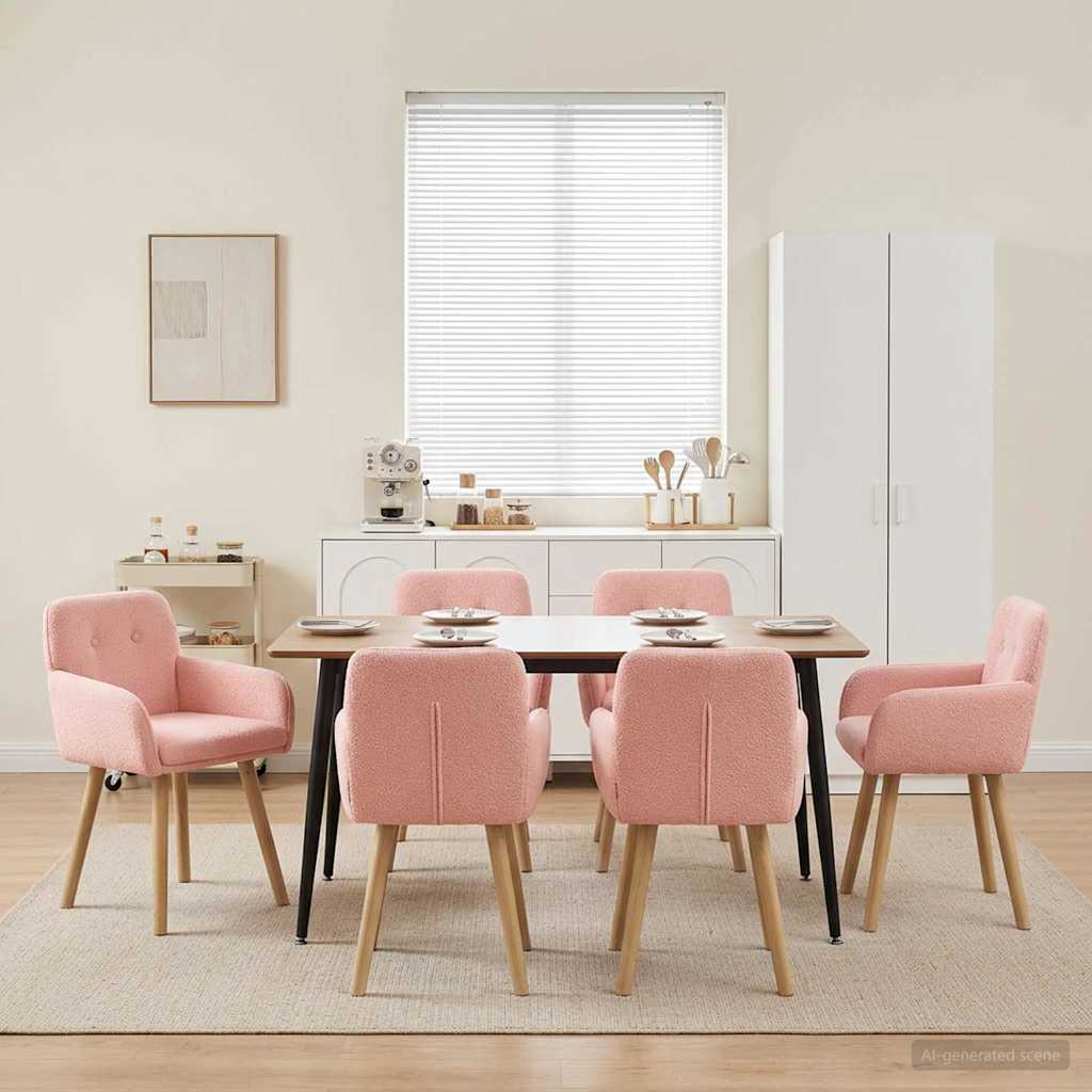 Valgomojo kėdės 6 pcs Bouclé Rožinė 59 x 57 x 85 cm