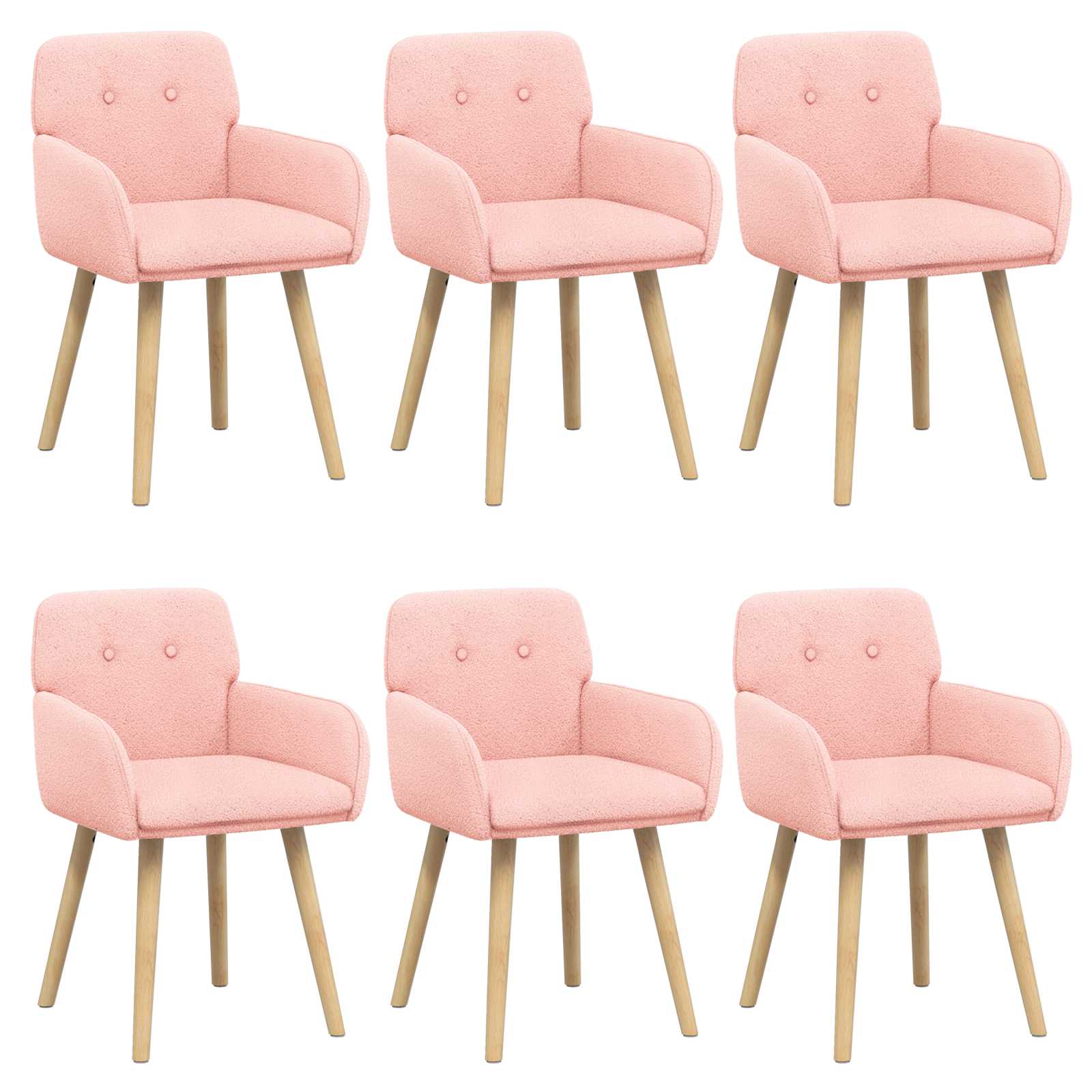 Valgomojo kėdės 6 pcs Bouclé Rožinė 59 x 57 x 85 cm