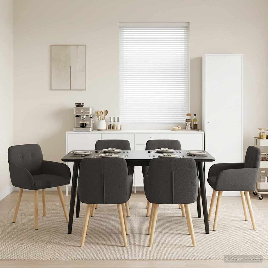 Valgomojo kėdės 6 pcs Bouclé Tamsiai pilka 59 x 57 x 85 cm