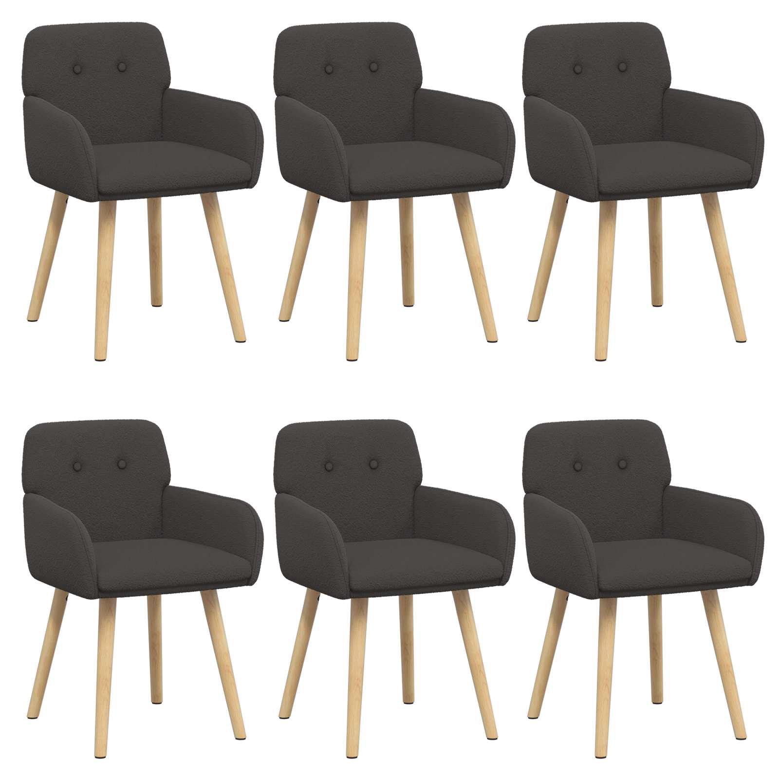 Valgomojo kėdės 6 pcs Bouclé Tamsiai pilka 59 x 57 x 85 cm