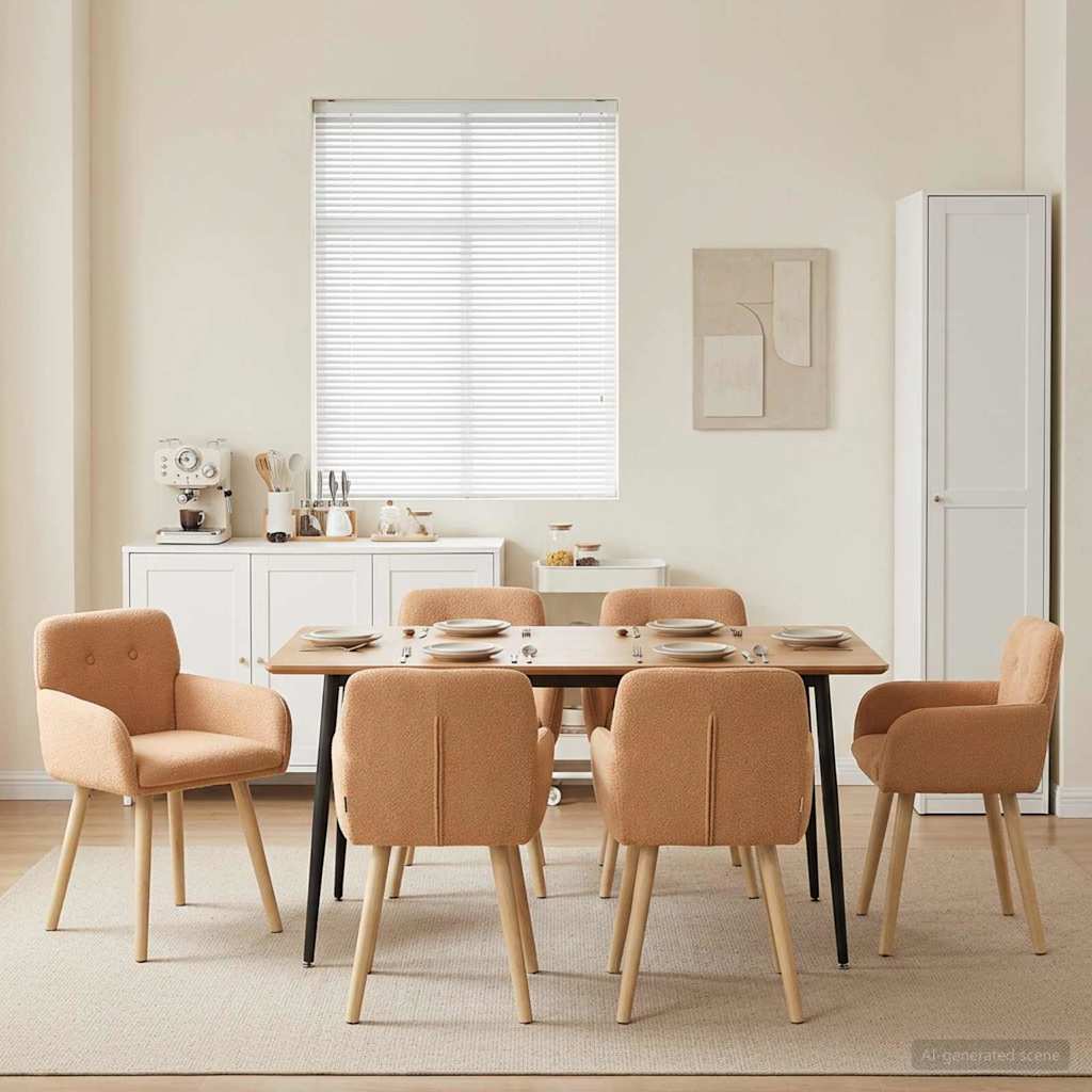 Valgomojo kėdės 6 pcs Bouclé Smėlio 59 x 57 x 85 cm