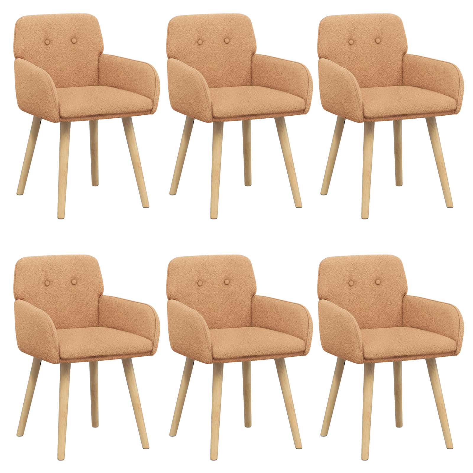 Valgomojo kėdės 6 pcs Bouclé Smėlio 59 x 57 x 85 cm