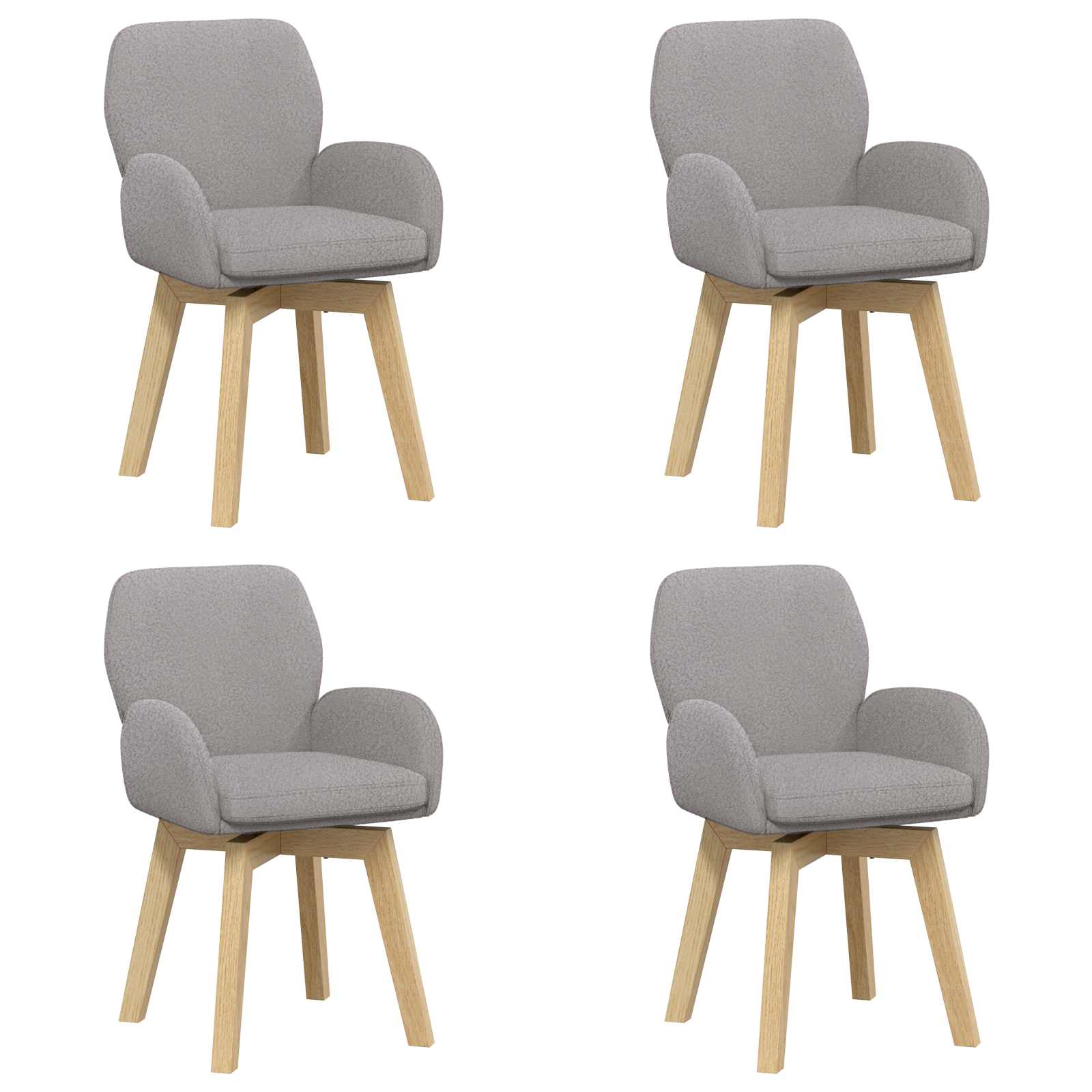 Sukamos valgomojo kėdės 4 pcs Bouclé Šviesiai pilka