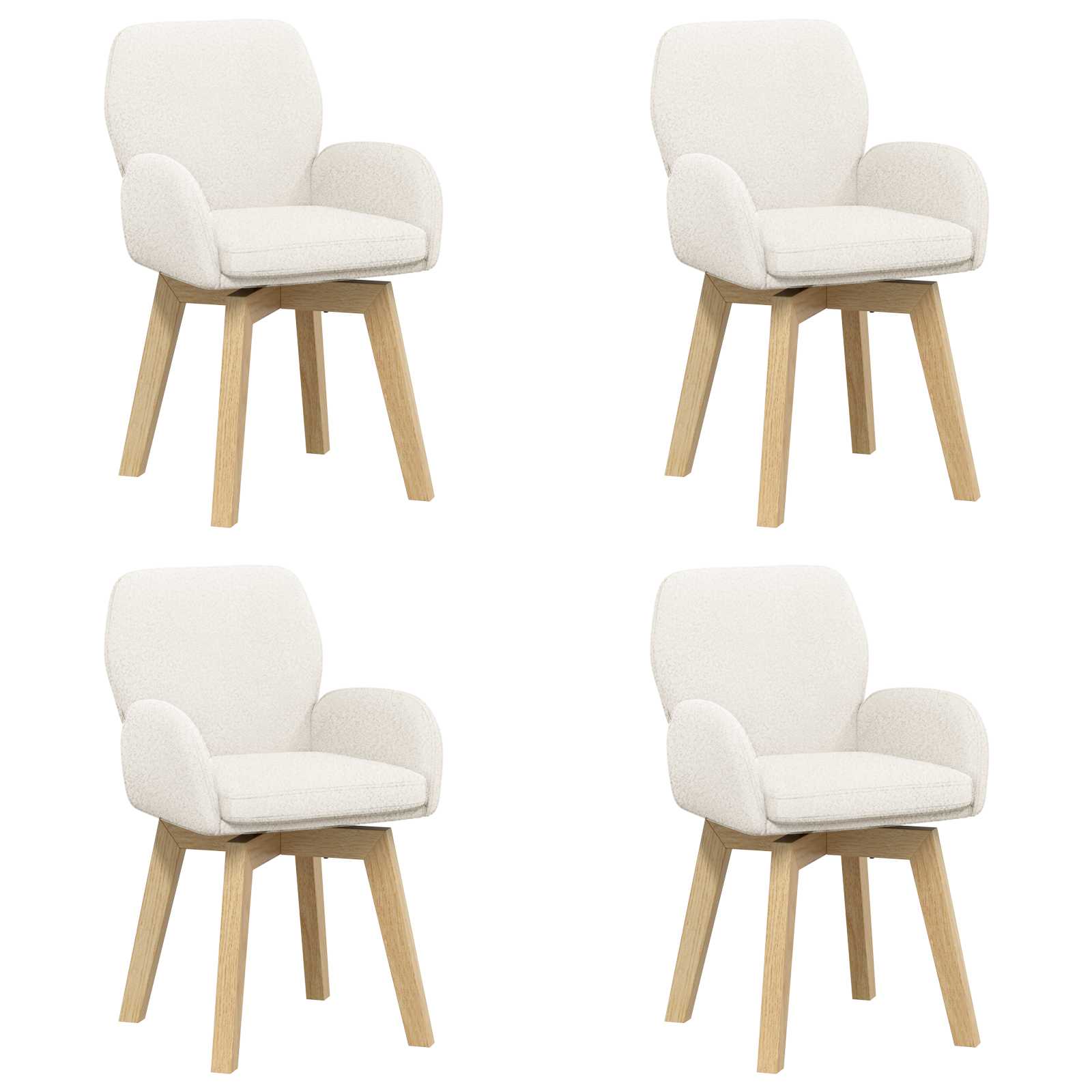 Sukamos valgomojo kėdės 4 pcs Bouclé Kreminė 54 x 58 x 87 cm