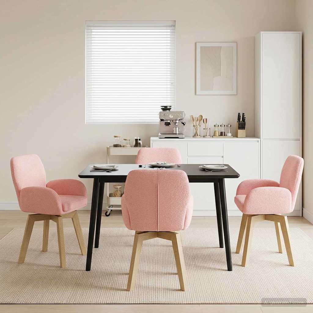 Sukamos valgomojo kėdės 4 pcs Bouclé Rožinė 54 x 58 x 87 cm